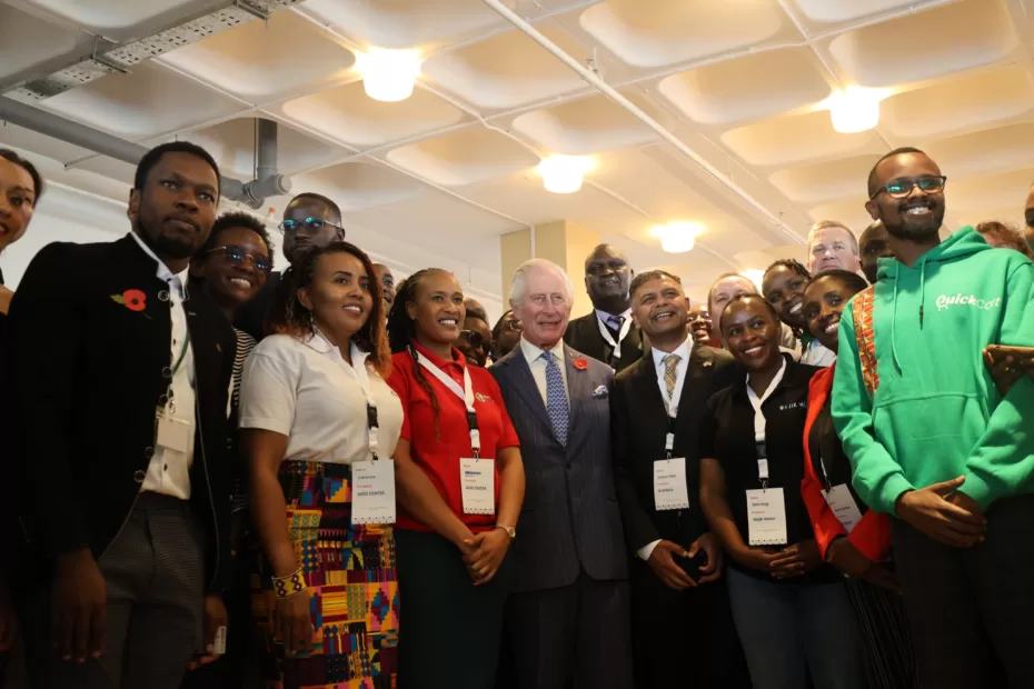 King Charles lll with young Kenyan entrepreneurs